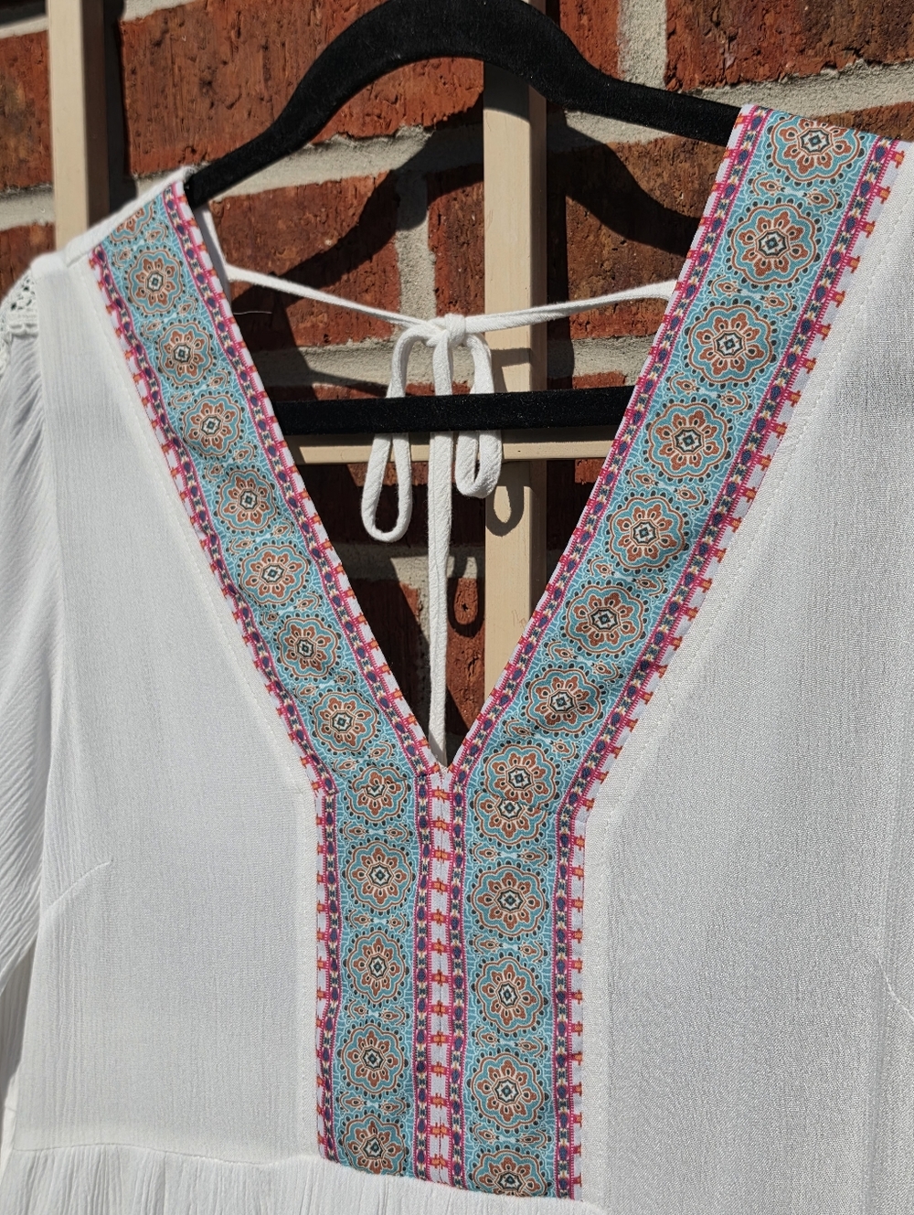 White mark White embroidered tunic dress 3/4 Sleeves Medium - Picture 5 of 10